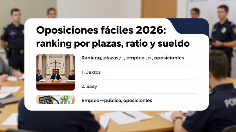 Oposiciones fáciles 2026: ranking por plazas, ratio y sueldo